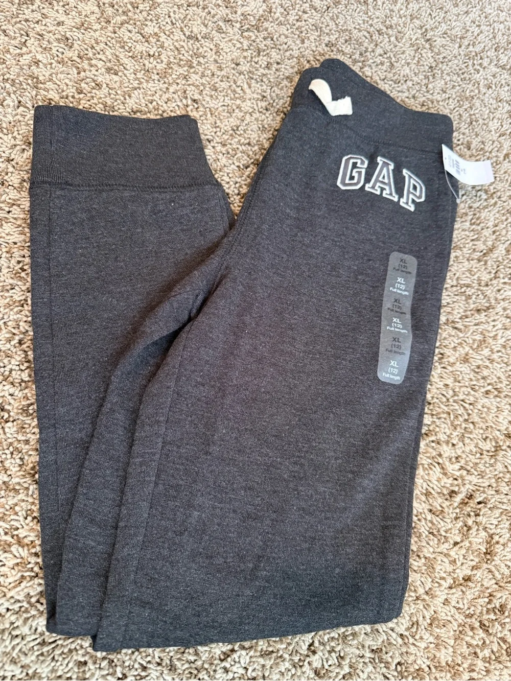 NWT GAP Kids Charcoal Gray Kids Sweatpants with Logo sz XL(12)